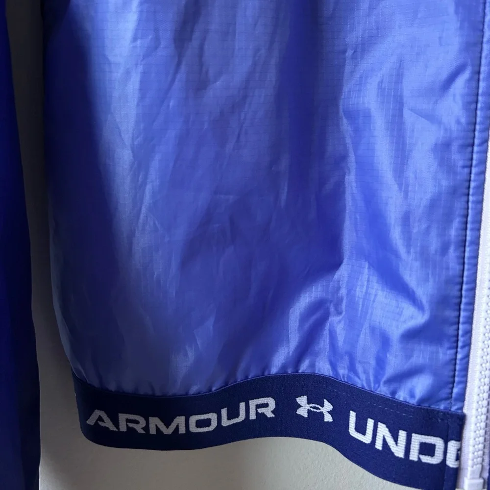 UNDER ARMOUR Kids Hooded Rain Jacket Blue Full Zip Windbreaker — Size M